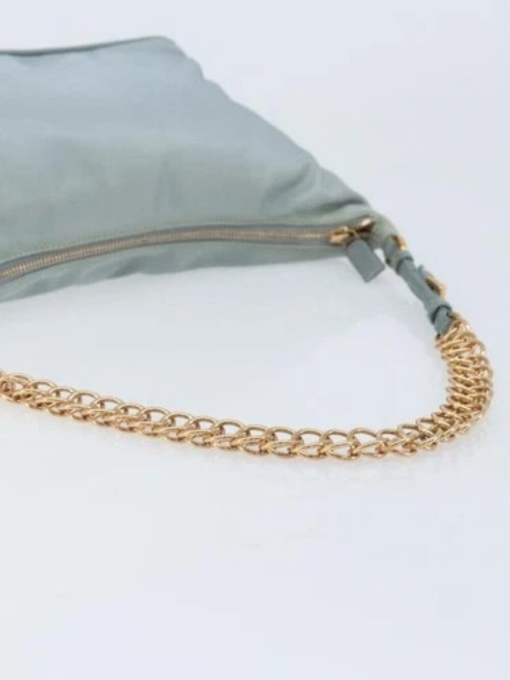 PRADA Chain Shoulder Bag Nylon Light Blue Gold Auth LNZ688V - Picture 6 of 16
